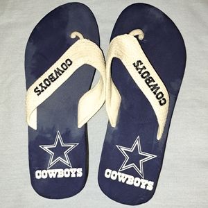 NFL Dallas Cowboys Fans Sequined 1" Heeled Flip Flop Sandals Size 7 NWOT